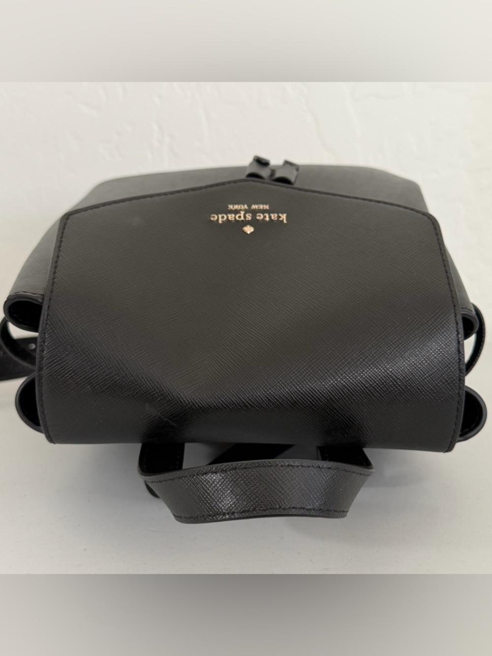 Kate Spade Lizzie Black Saffiano Leather Flap Backpack - Picture 9 of 13